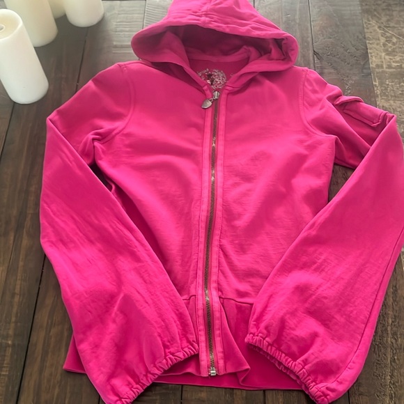 Twisted Heart Bling Y2K VTG Hot Pink Zip Up Hoodie - Picture 11 of 16